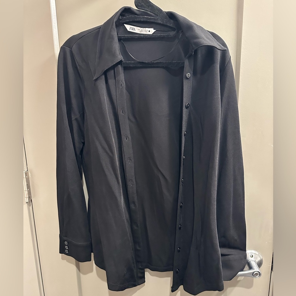 Zara collared button down blouse with tailored fit